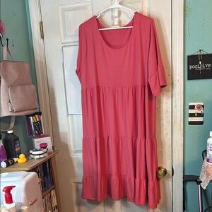 Zenana Size 3X Elegant Pink Tiered Dress